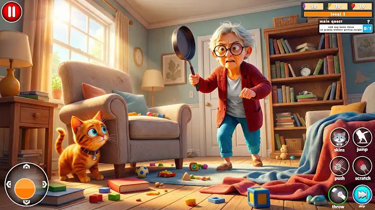 Crazy Granny vs Naughty Cat 3D screenshot 2
