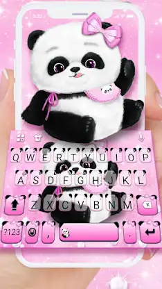 Pink Girly Panda Keyboard Them screenshot 1