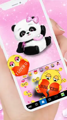 Pink Girly Panda Keyboard Them screenshot 4