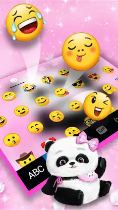 Pink Girly Panda Keyboard Them screenshot 3