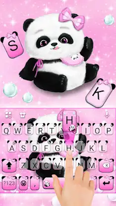 Pink Girly Panda Keyboard Them screenshot 2