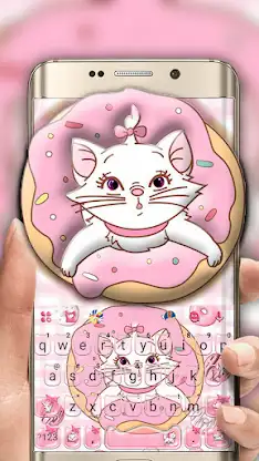 Pinky Cat Donut Keyboard Theme screenshot 1