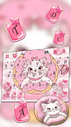 Pinky Cat Donut Keyboard Theme screenshot 2