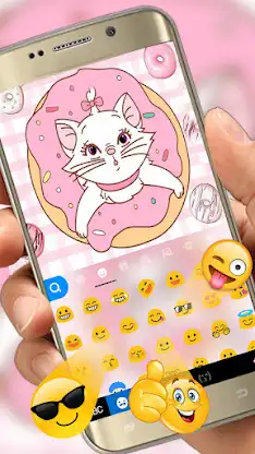 Pinky Cat Donut Keyboard Theme screenshot 3