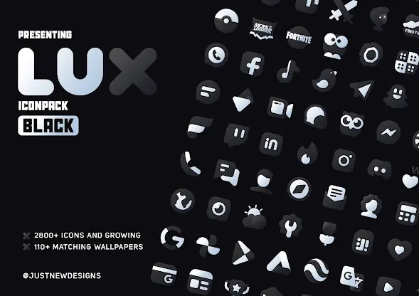 Black Icon Pack : LuX screenshot 6