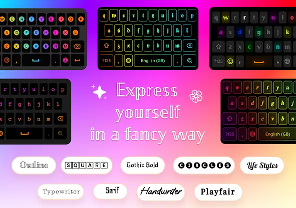 Fonts Keyboard - Neon Light screenshot 1