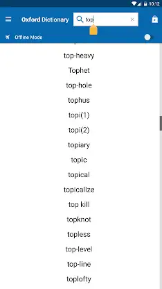 Concise Oxford English Dict. screenshot 2