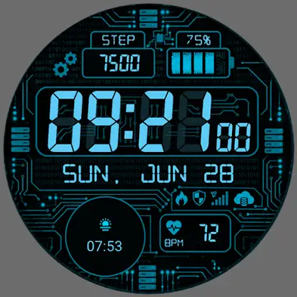 Cyber Circuit Watch face screenshot 3