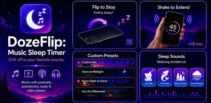 Sleep Timer: DozeFlip — Android app banner