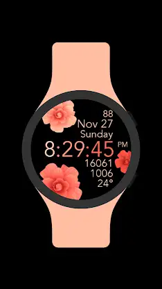 Peach Flowers Watch Face screenshot 3