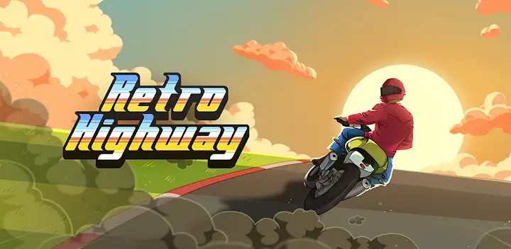 Retro Highway - Bike Racer — Android game banner