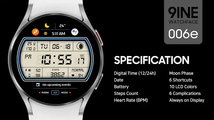 9INE 006e: Digital watch face screenshot 1