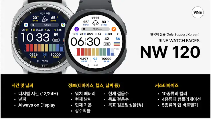 NW120한글: Digital watch face screenshot 1