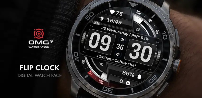 Flip Clock Watch Face OMG 495 screenshot 1