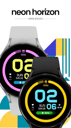 Neon Horizon Watch Face screenshot 2