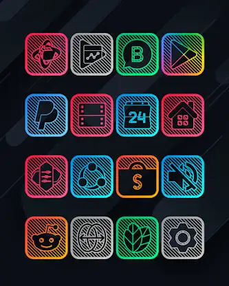Lines Square - Neon icon Pack screenshot 4