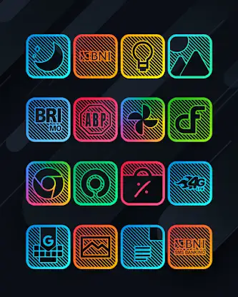 Lines Square - Neon icon Pack screenshot 1