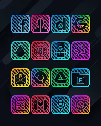 Lines Square - Neon icon Pack screenshot 2