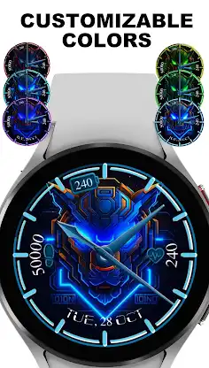 Cyber Neon Tiger Watch Face screenshot 2