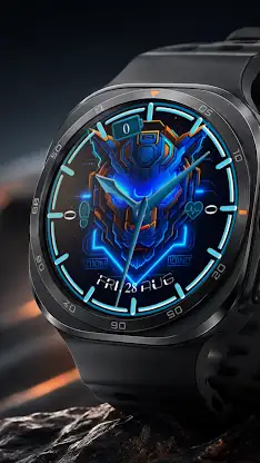 Cyber Neon Tiger Watch Face screenshot 3