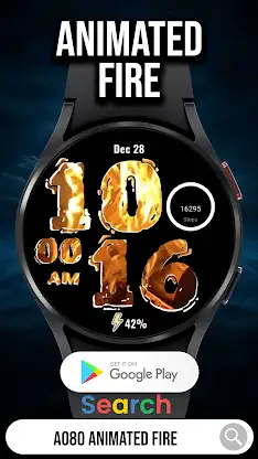 A080 Animated Fire Watch Face screenshot 1