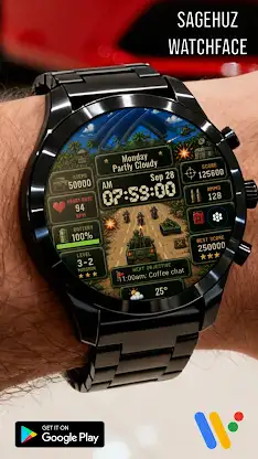 A163 Pixel Military Watch face screenshot 7