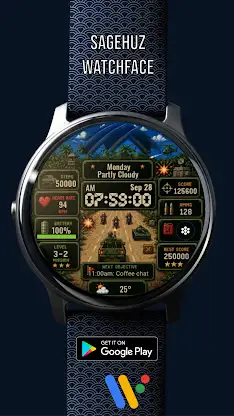 A163 Pixel Military Watch face screenshot 6