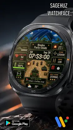A163 Pixel Military Watch face screenshot 2