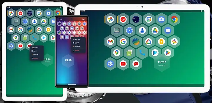 Hexagon Launcher — Android app banner
