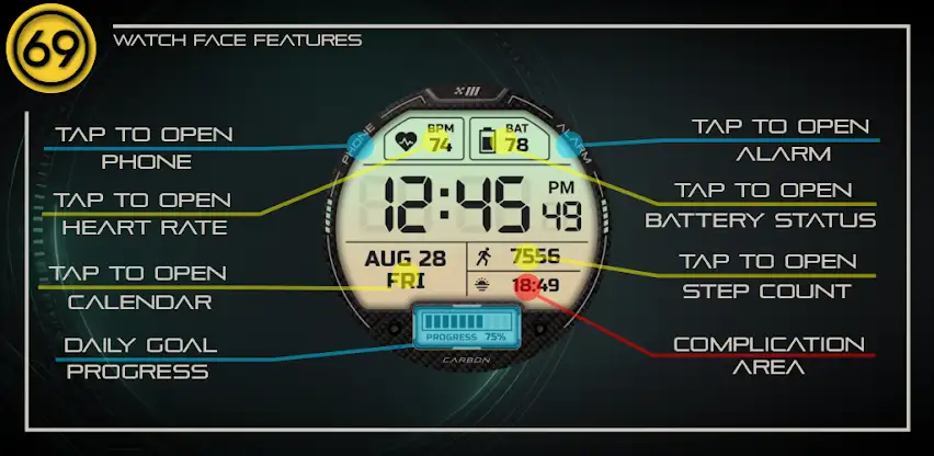[69D] LIQUID 2 watch face screenshot 3