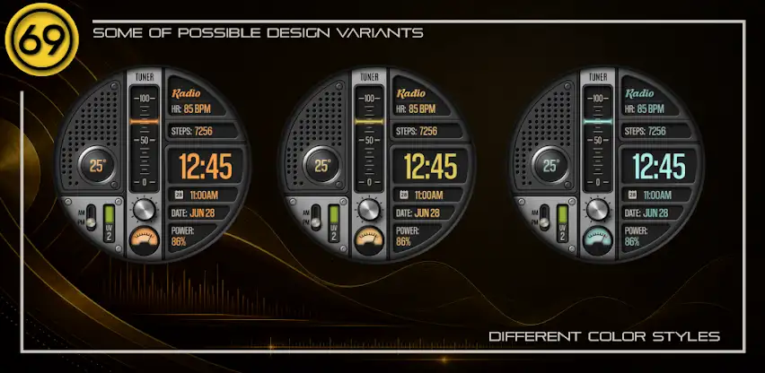 [69D] RetroRadio 2 watch face screenshot 4