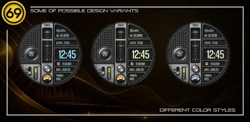 [69D] RetroRadio 2 watch face screenshot 5