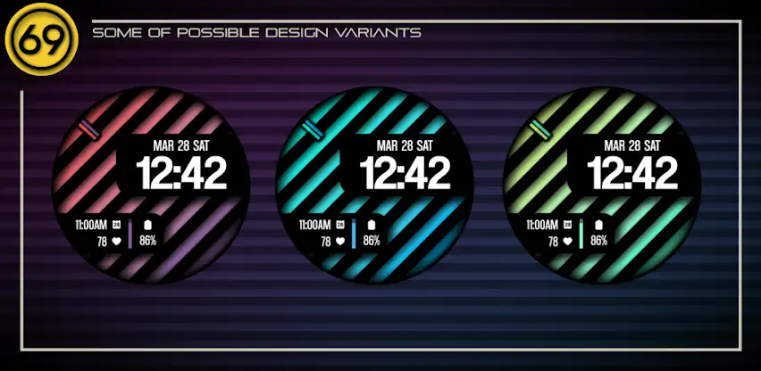 [69D] Stripes 4 watch face screenshot 6