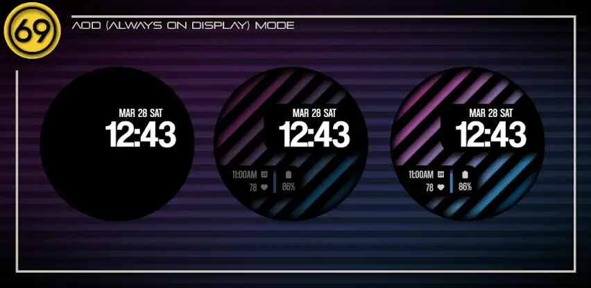 [69D] Stripes 4 watch face screenshot 7