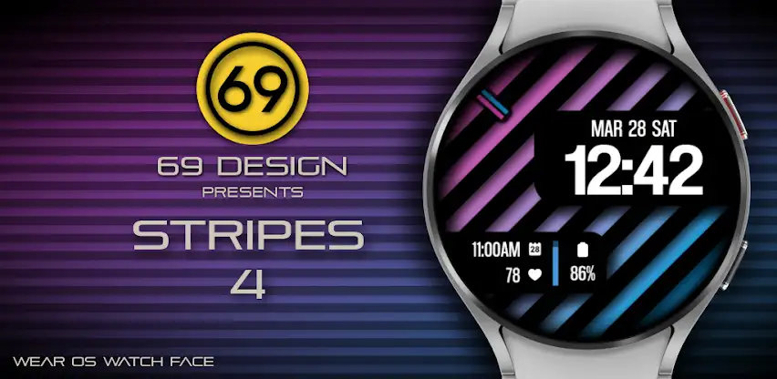 [69D] Stripes 4 watch face screenshot 1