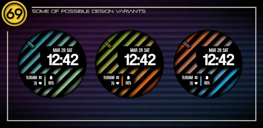 [69D] Stripes 4 watch face screenshot 5