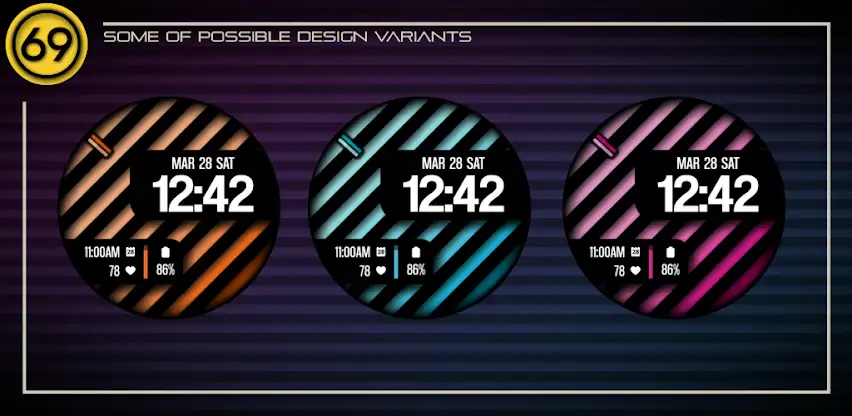 [69D] Stripes 4 watch face screenshot 4
