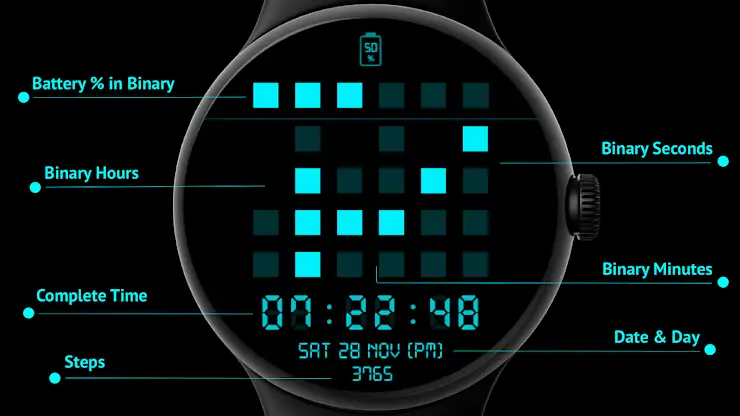 Binary Time Watch Face screenshot 2