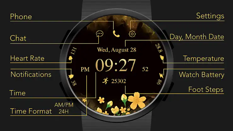 Floral Glow Watch Face screenshot 1