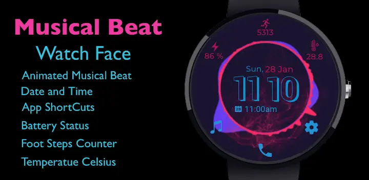 Musical Beat Watch Face — Android app banner