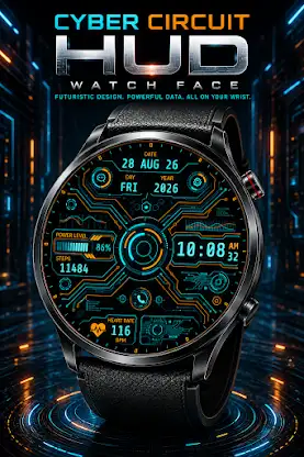 Cyber Circuit HUD Watch Face screenshot 1