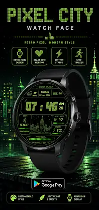 Pixel City Watch Face screenshot 1