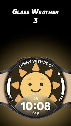 Glass Weather 3 - Watch face screenshot 1