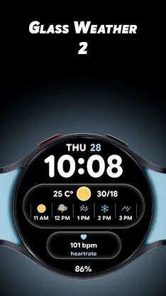 Glass Weather 2 - Watch face screenshot 1