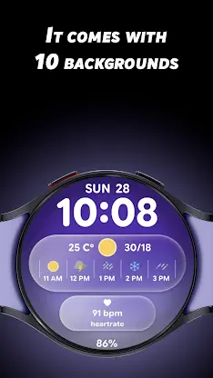 Glass Weather 2 - Watch face screenshot 4