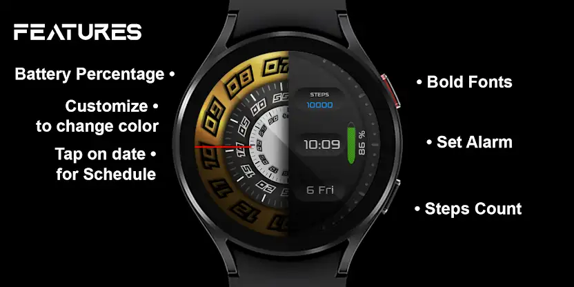 [SSP] Black Dial Watch Face screenshot 7