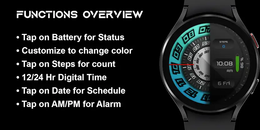 [SSP] Black Dial Watch Face screenshot 8
