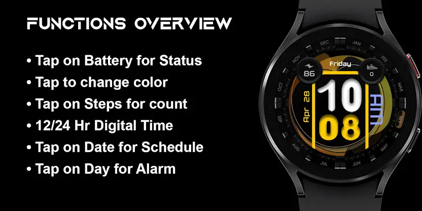 [SSP] Colored Bold wearOS Face screenshot 8