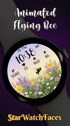 Animated Flying Bee WearOS WF screenshot 1