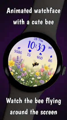 Animated Flying Bee WearOS WF screenshot 2
